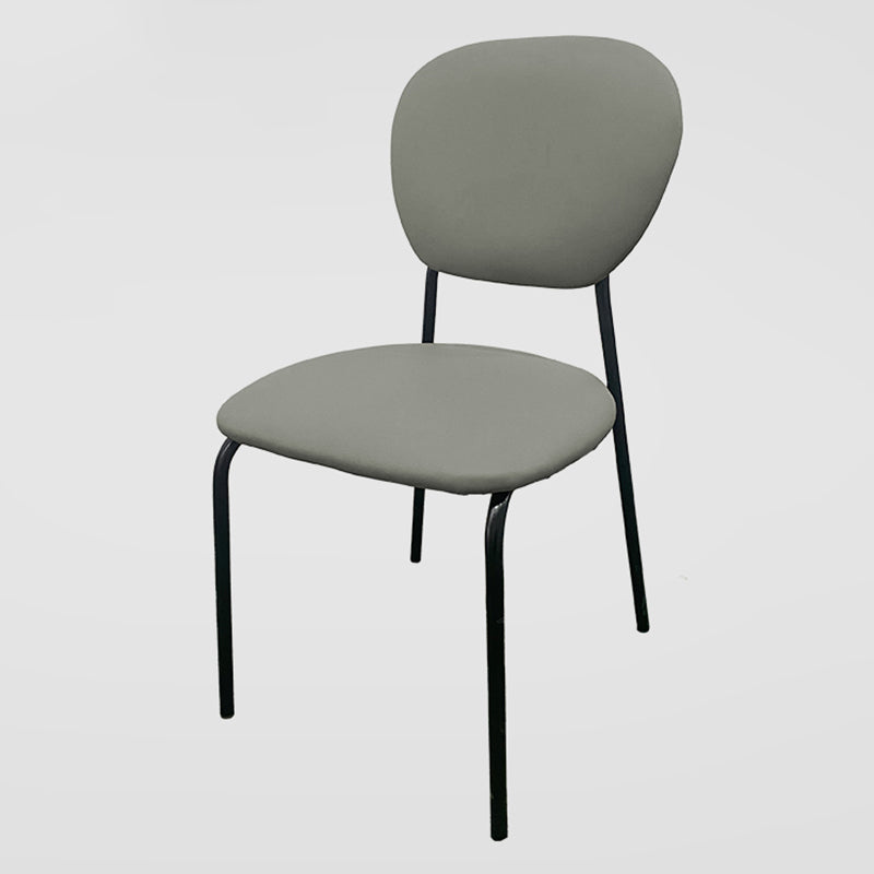 Sillas de comedor sin brazos con respaldo abierto, sillas laterales tapizadas con patas de metal