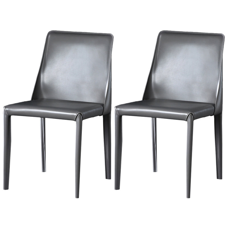 Chaises de salle à manger en cuir contemporaines, chaises de salle à manger sans accoudoirs rembourrées pour usage domestique