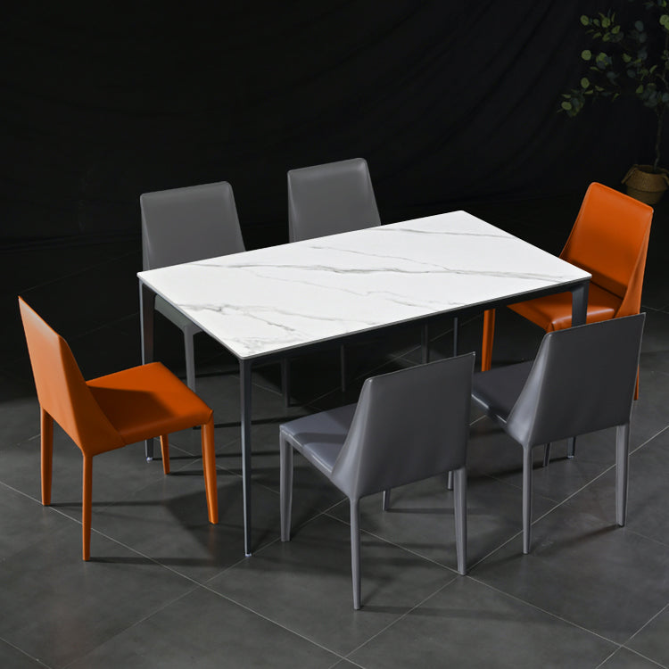 Sillas de comedor de cuero contemporáneas tapizadas sin brazos para uso doméstico