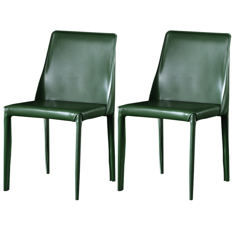 Chaises de salle à manger en cuir contemporaines, chaises de salle à manger sans accoudoirs rembourrées pour usage domestique