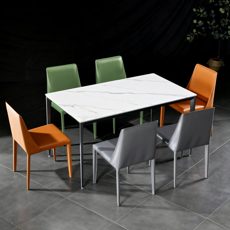 Sillas de comedor de cuero contemporáneas tapizadas sin brazos para uso doméstico