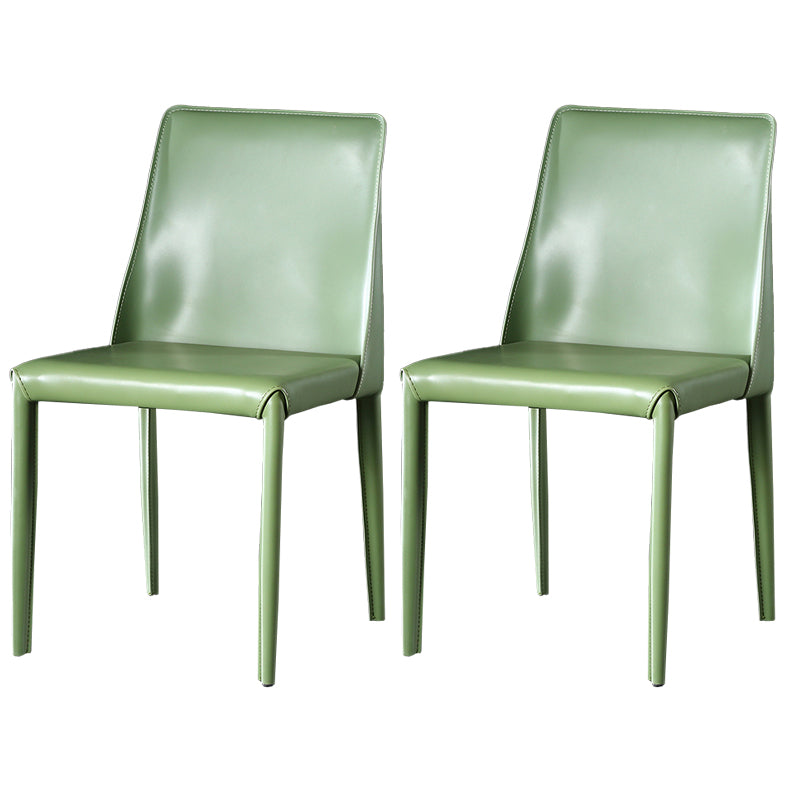 Chaises de salle à manger en cuir contemporaines, chaises de salle à manger sans accoudoirs rembourrées pour usage domestique