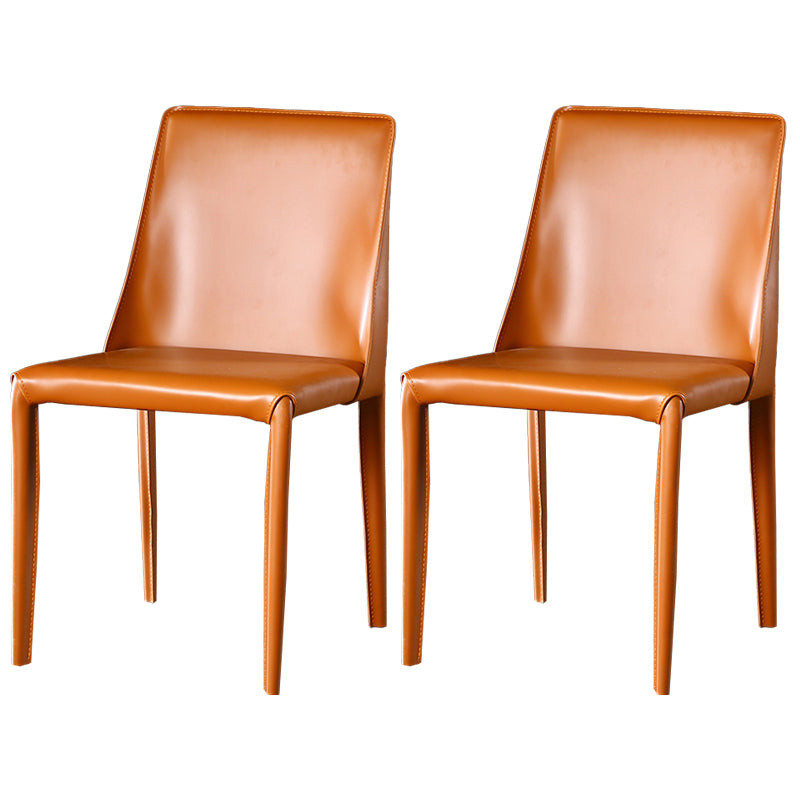 Chaises de salle à manger en cuir contemporaines, chaises de salle à manger sans accoudoirs rembourrées pour usage domestique