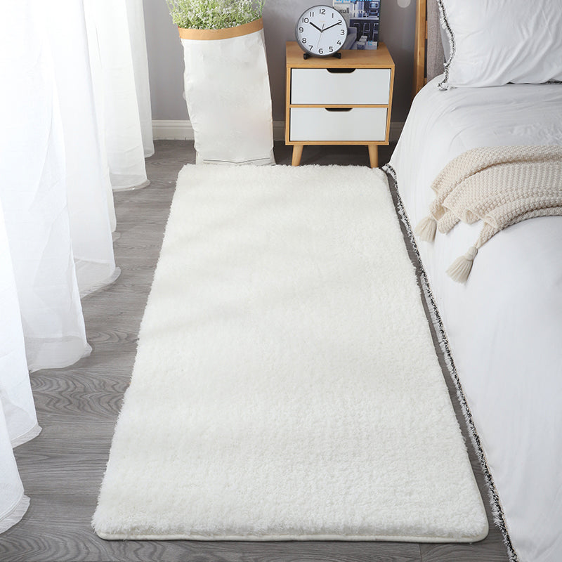 White Modern Rug Blended Pure Color Rug Washable Indoor Rug for Home Decor