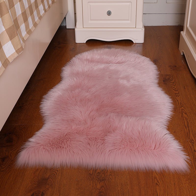 Stylish Plush Area Carpet Solid Color Polyester Area Rug Easy Care Rug for Home Decor