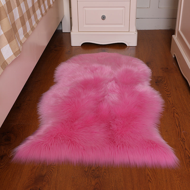 Stylish Plush Area Carpet Solid Color Polyester Area Rug Easy Care Rug for Home Decor