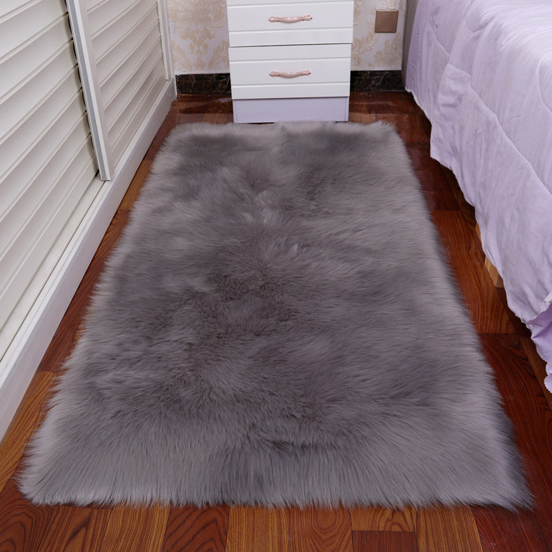 Stylish Solid Color Area Carpet Shag Polyester Area Rug Easy Care Rug for Bedroom