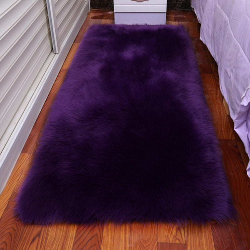Stylish Solid Color Area Carpet Shag Polyester Area Rug Easy Care Rug for Bedroom