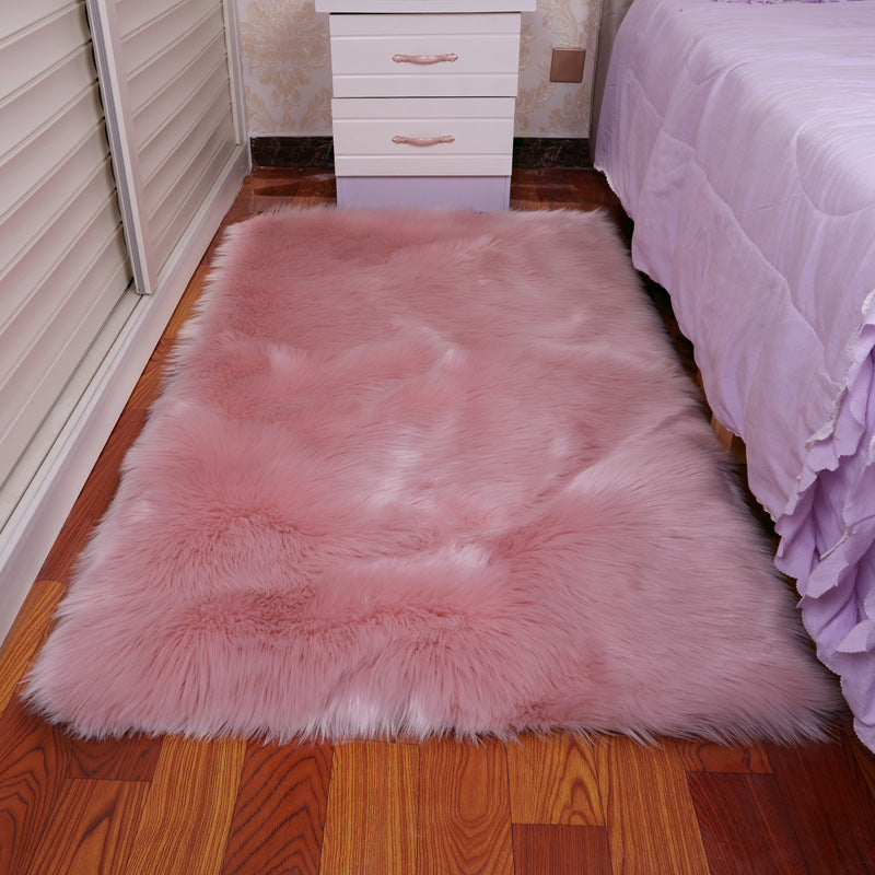 Stylish Solid Color Area Carpet Shag Polyester Area Rug Easy Care Rug for Bedroom