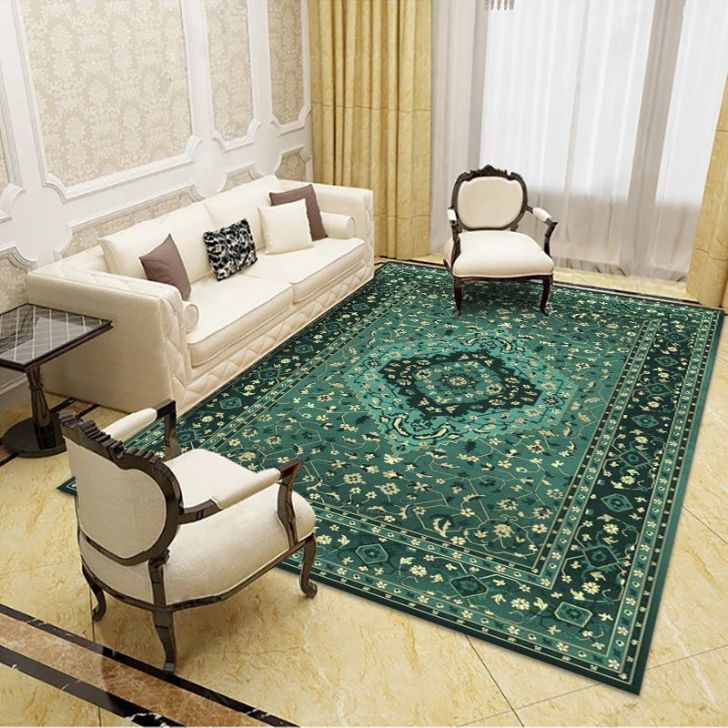Mid-Century Area Rug Medallion Print Washable Rug Polyester Anti-Slip Carpet for Home Decor
