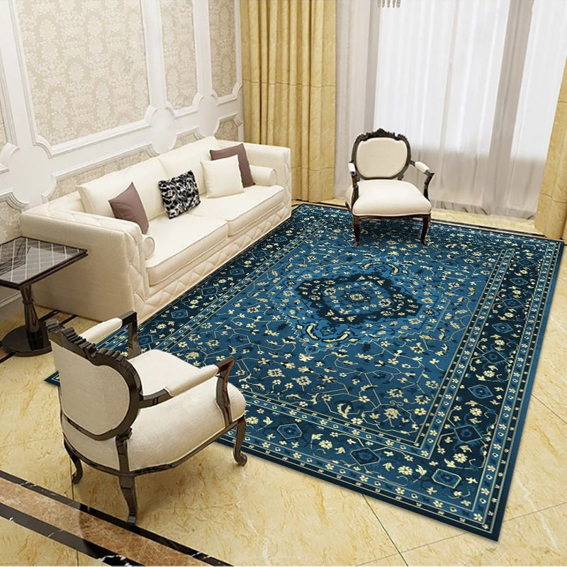 Mid-Century Area Rug Medallion Print Washable Rug Polyester Anti-Slip Carpet for Home Decor
