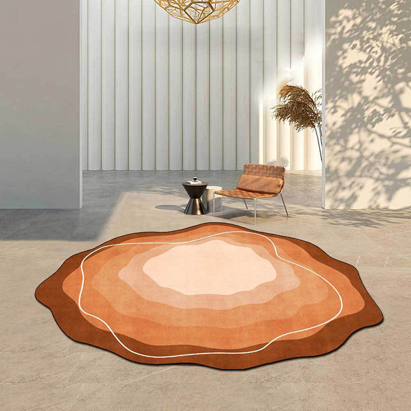 Brown Modern Carpet Tie-Dye Pattern Polyester Area Rug Stain Resistant Rug for Living Room