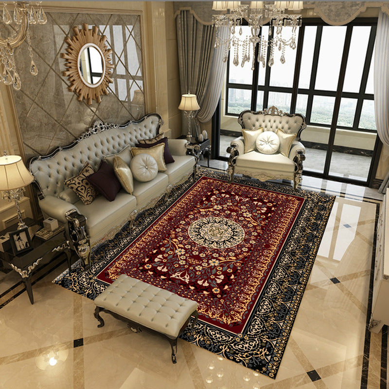Vintage Area Carpet Traditional Indoor Rug Polyester Stain Resistant Area Rug for Living Room