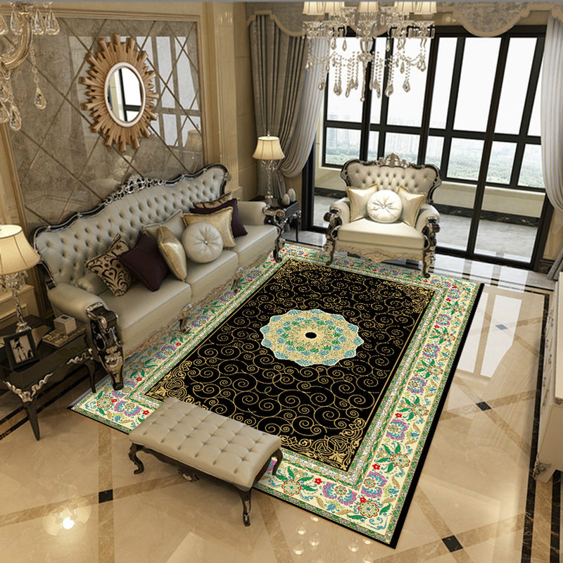 Classical Medallion Carpet Modern Polyester Indoor Rug Washable Rug for Living Room