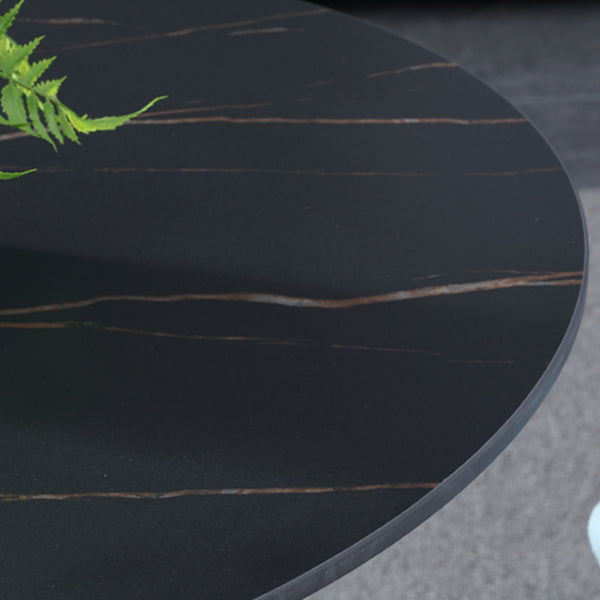 Contemporary Style Sintered Stone Dining Table Metallic Tulip Base Round Table for Home