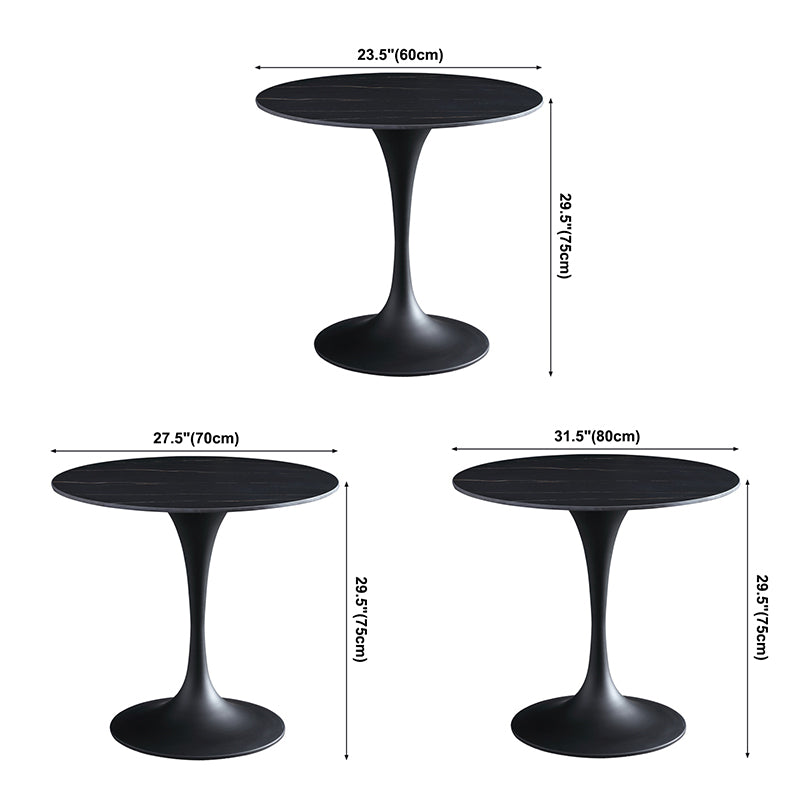 Contemporary Style Sintered Stone Dining Table Metallic Tulip Base Round Table for Home