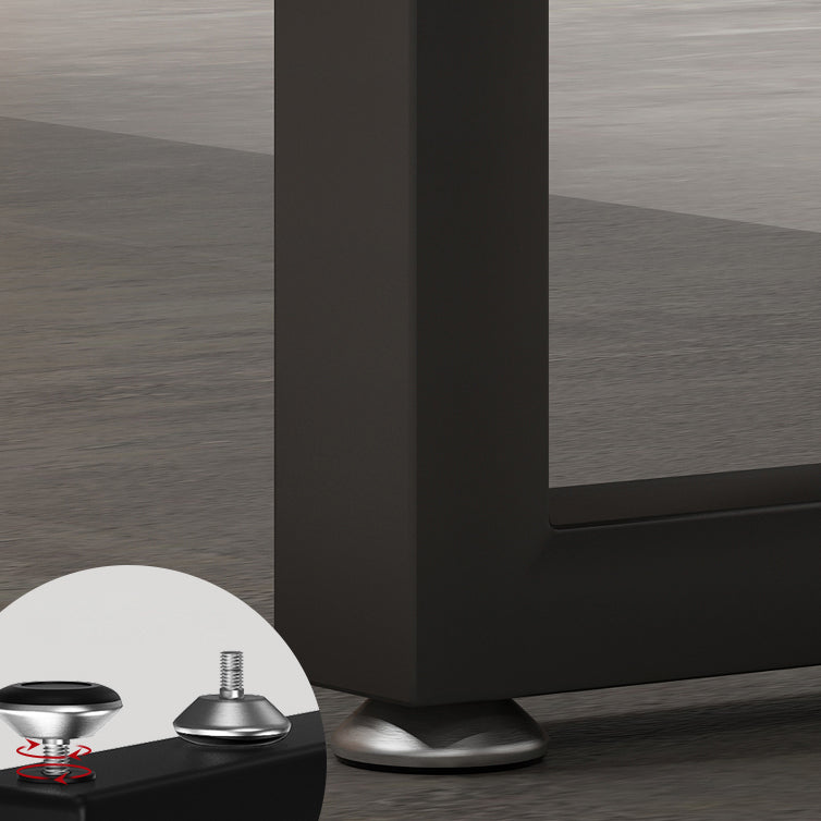 Mesa de comedor rectangular industrial mesa de madera maciza con base de caballete negro para uso doméstico