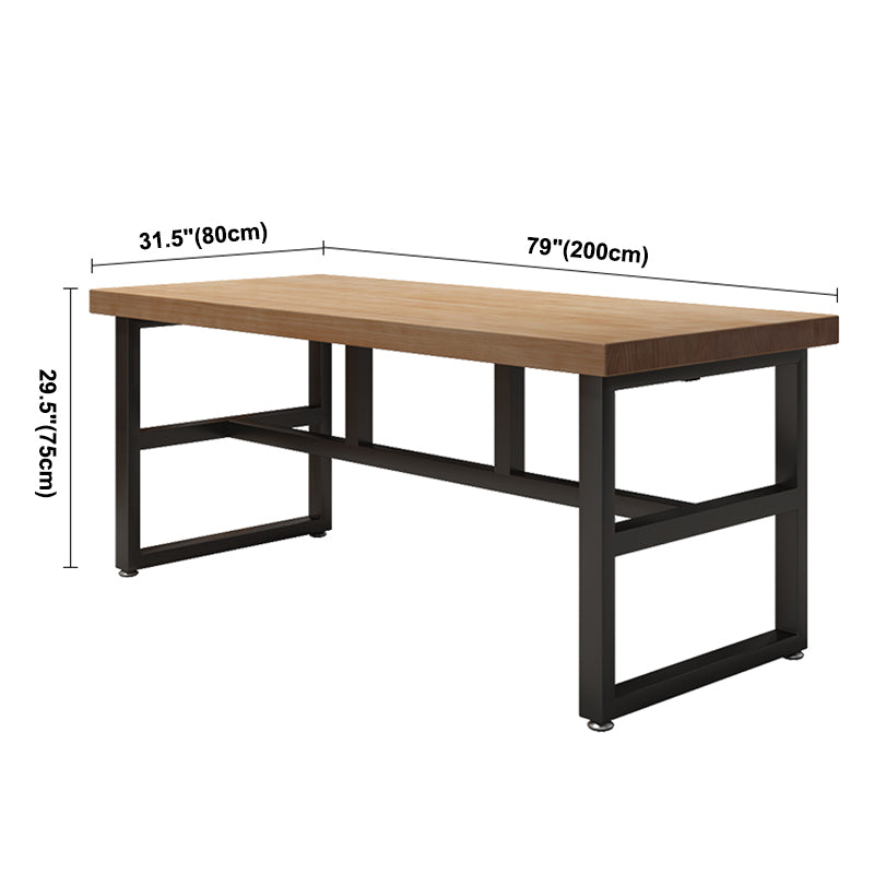 Mesa de comedor rectangular industrial mesa de madera maciza con base de caballete negro para uso doméstico
