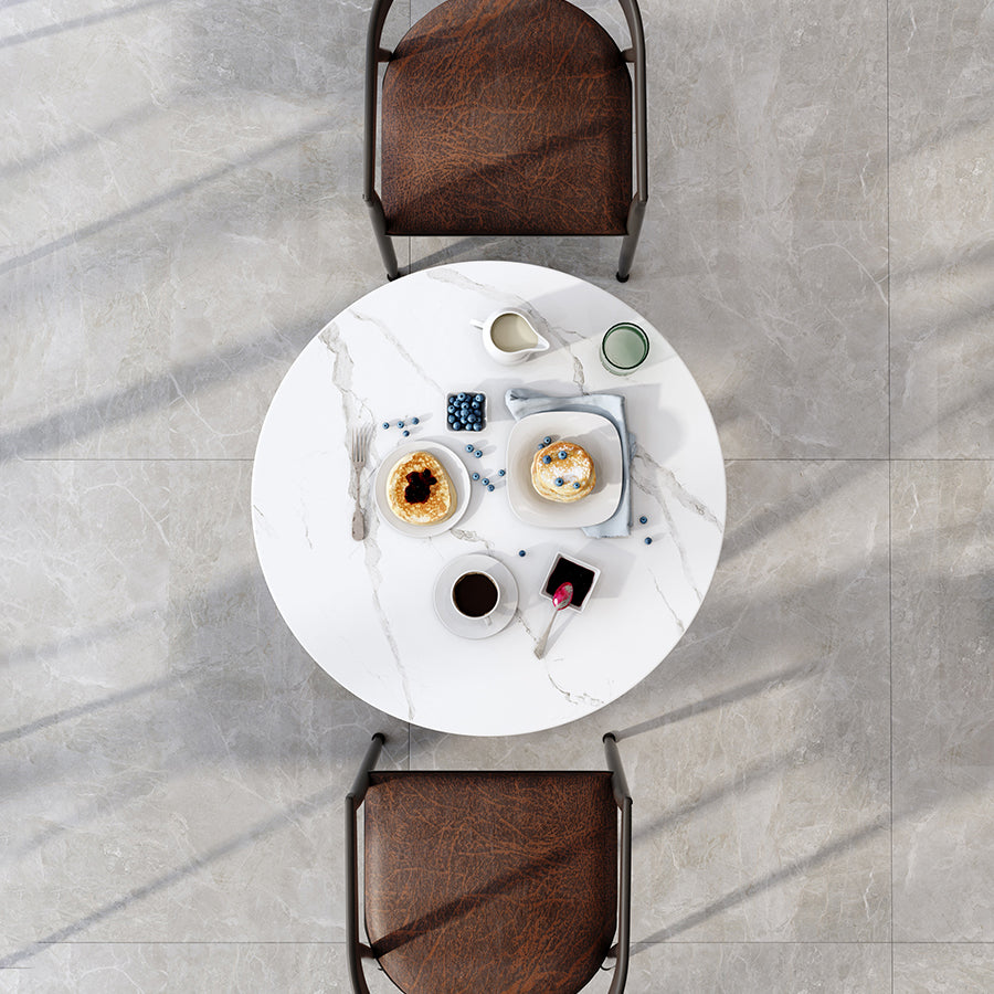 Moderner Stil Home Sintered Stone Esstisch runden Form Tisch mit einzelnen Sockelbasis