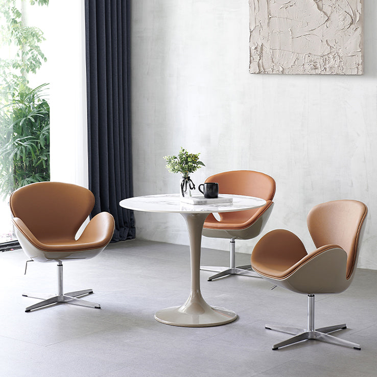 Contemporary Style Home Sintered Stone Dining Table Round Table with Tulip Base