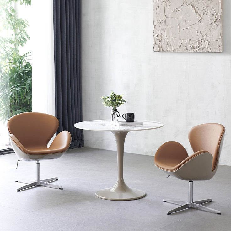Contemporary Style Home Sintered Stone Dining Table Round Table with Tulip Base