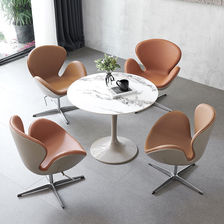 Contemporary Style Home Sintered Stone Dining Table Round Table with Tulip Base
