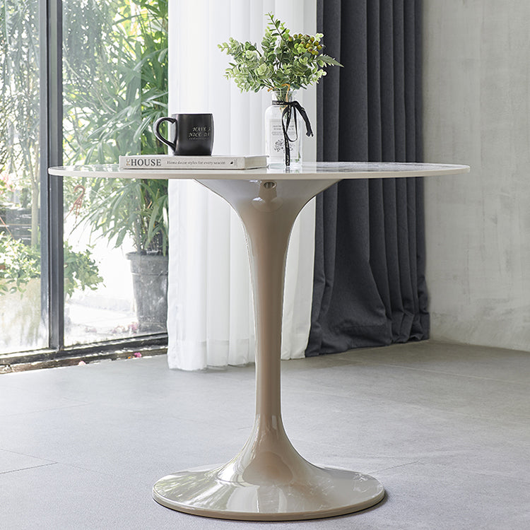 Contemporary Style Home Sintered Stone Dining Table Round Table with Tulip Base