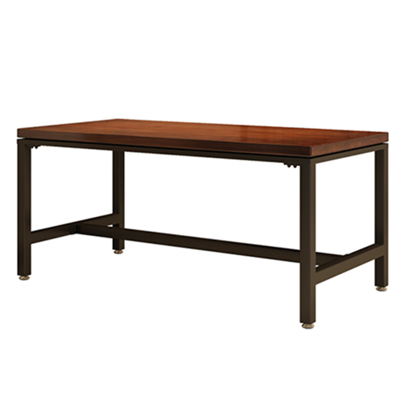 Mesa de comedor rectangular industrial, mesa de madera maciza de pino con base de caballete negra para uso doméstico