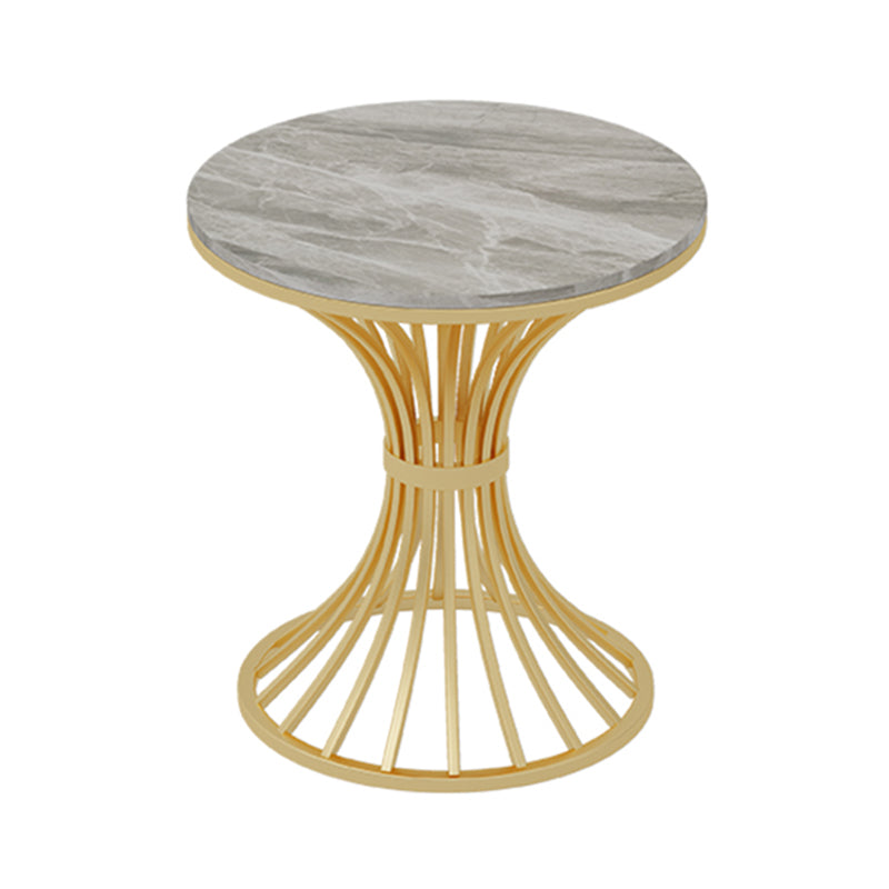 Simple Style Home Sintered Stone Dining Table Round Shape Table with Metallic Pedestal Base