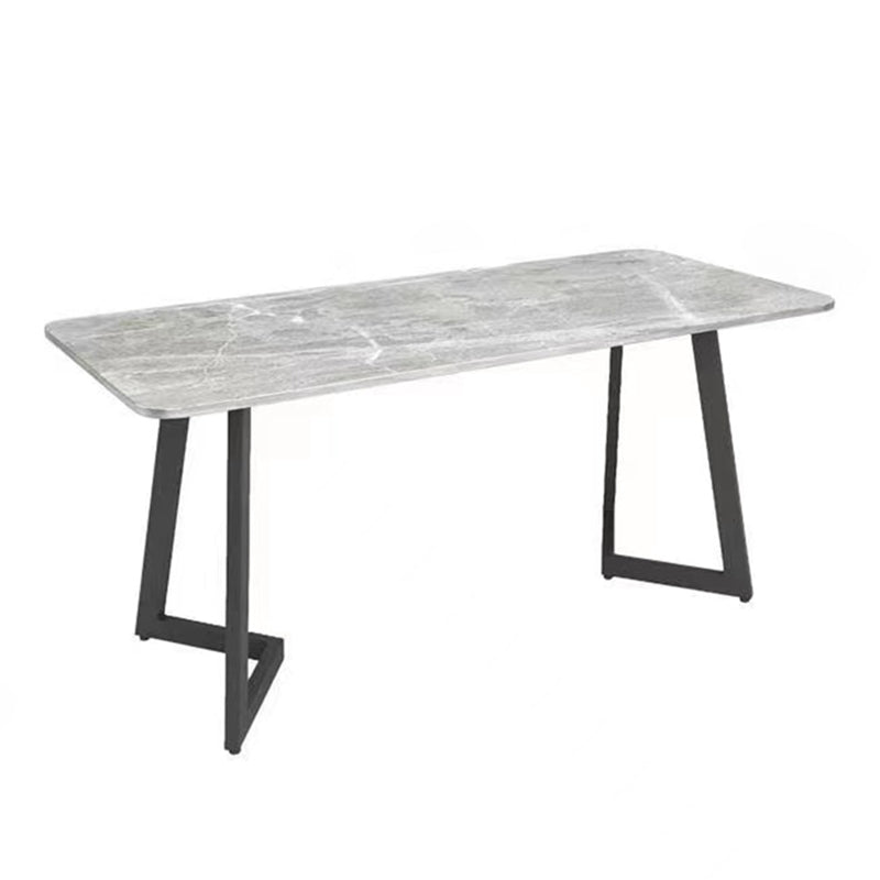 Industriële eettafel van gesinterde steen, keukentafel, grijze tafel met zwart frame voor eetkamer