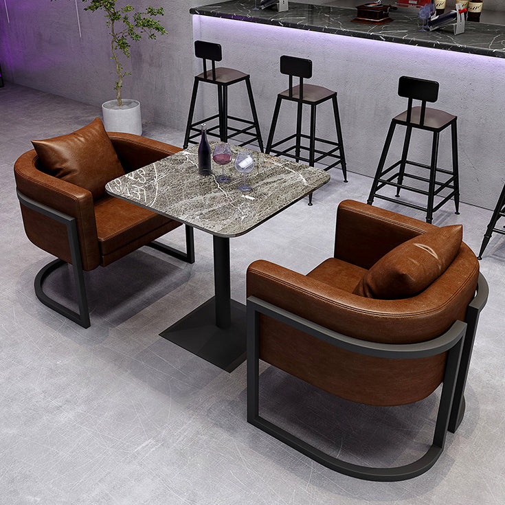Industriële eettafel van gesinterde steen, keukentafel, grijze tafel met zwart frame voor eetkamer