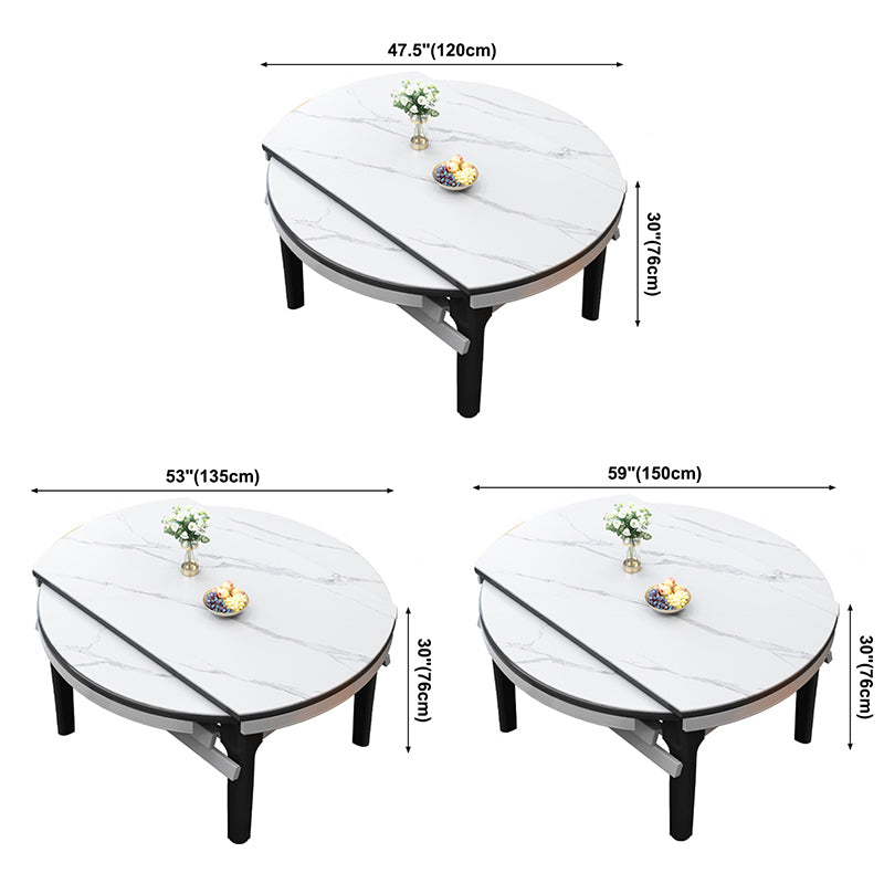 Mesa redonda de piedra sinterizada extensible Mesa de comedor moderna con 4 patas de madera