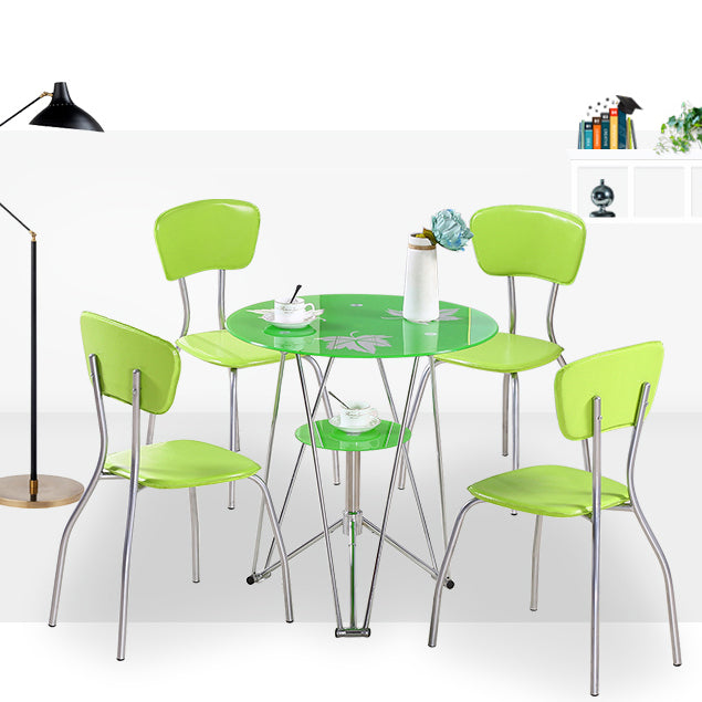 Mesa de comedor de cocina de estilo moderno mesa redonda con base de metal para el hogar