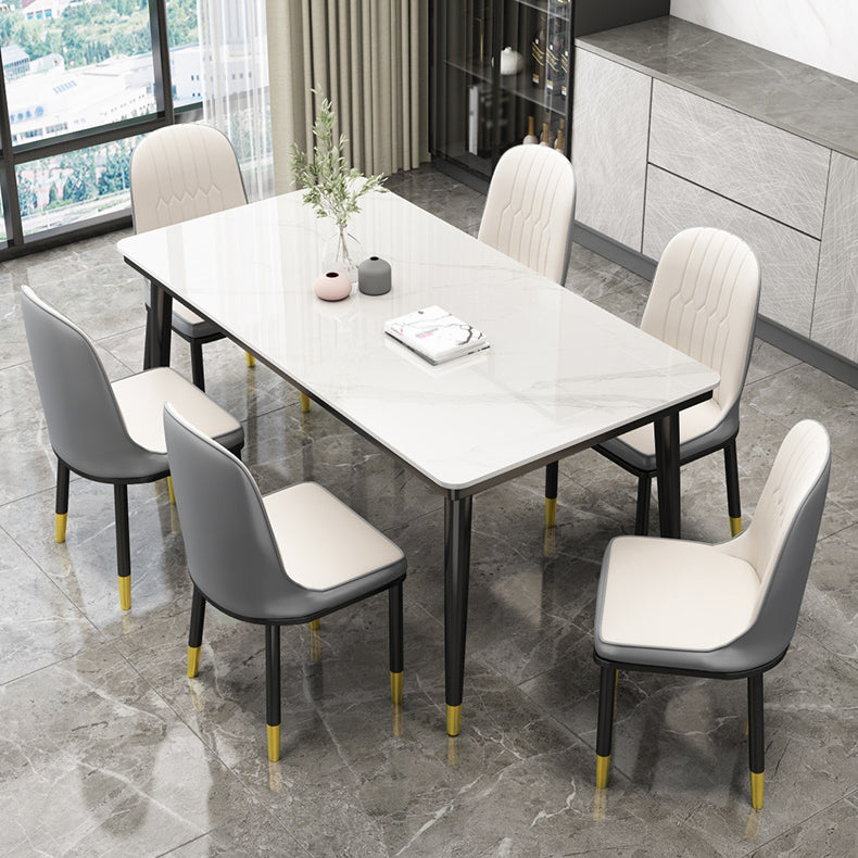 Casual Sintered Stone Standard Dining Table Rectangle Shape Dining Table for Kitchen