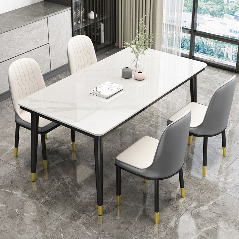 Casual Sintered Stone Standard Dining Table Rectangle Shape Dining Table for Kitchen