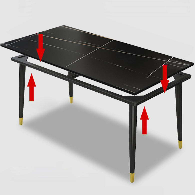 Casual Sintered Stone Standard Dining Table Rectangle Shape Dining Table for Kitchen