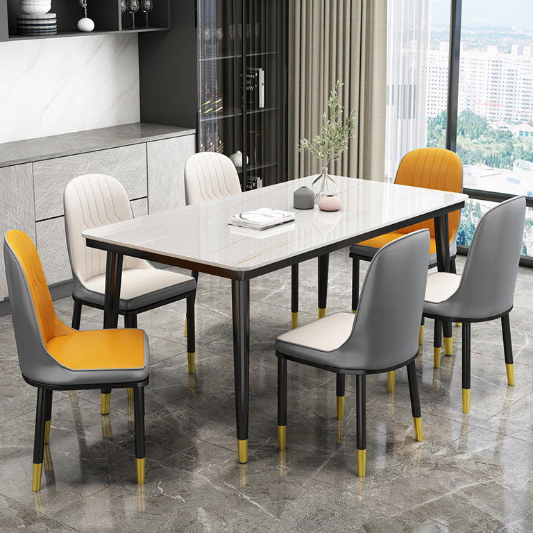 Casual Sintered Stone Standard Dining Table Rectangle Shape Dining Table for Kitchen