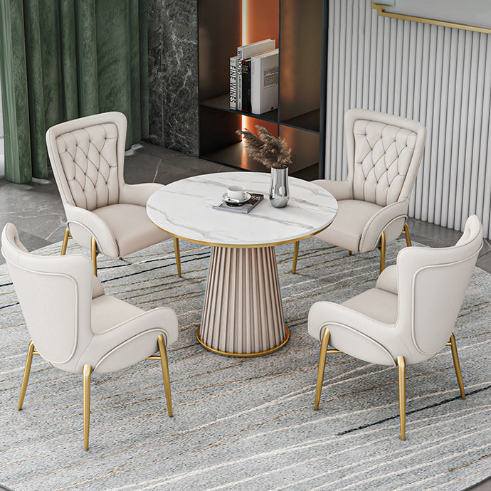 Metal Traditional Luxury Round Indoor Table Sintered Stone Table for Kitchen and Dining Room