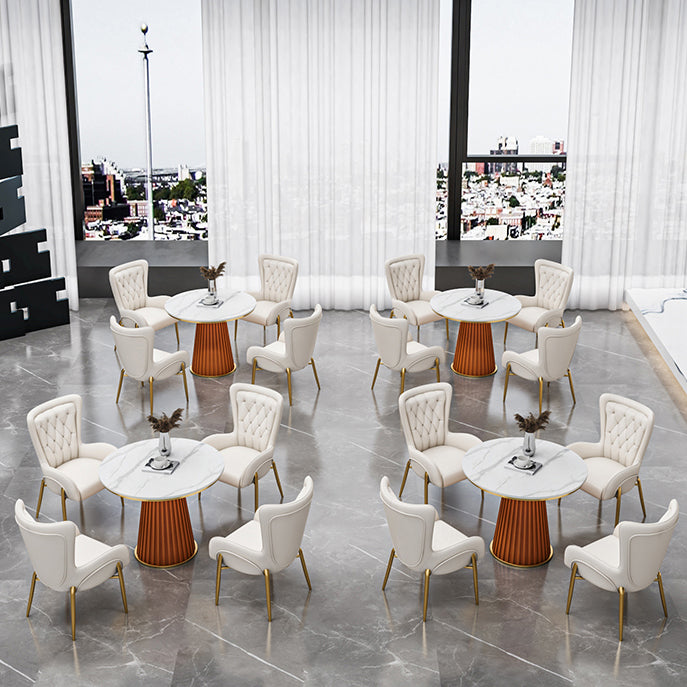 Metal Traditional Luxury Round Indoor Table Sintered Stone Table for Kitchen and Dining Room