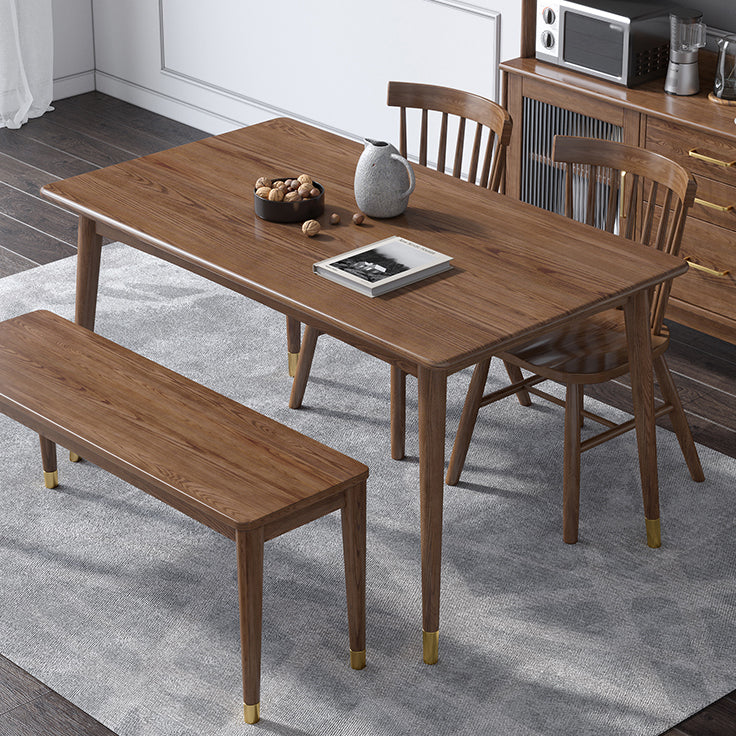 Traditional Luxury Rectangle Dining Table Ash Solid Wood Table with 4 Legs