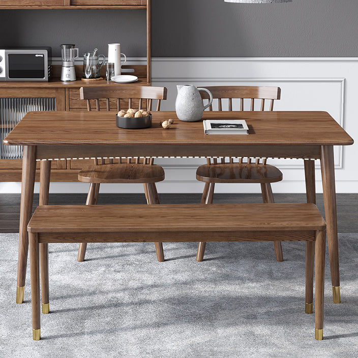 Traditional Luxury Rectangle Dining Table Ash Solid Wood Table with 4 Legs