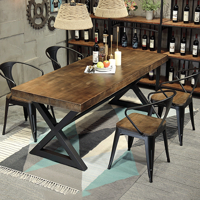 Mesa de interior de metal industrial mesa interior de madera maciza con caballete