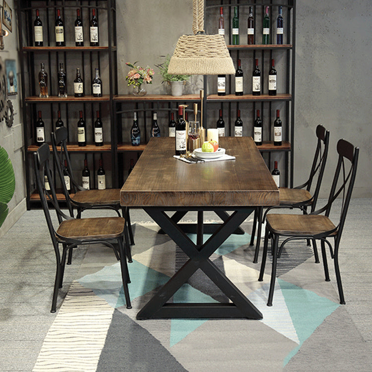 Mesa de interior de metal industrial mesa interior de madera maciza con caballete