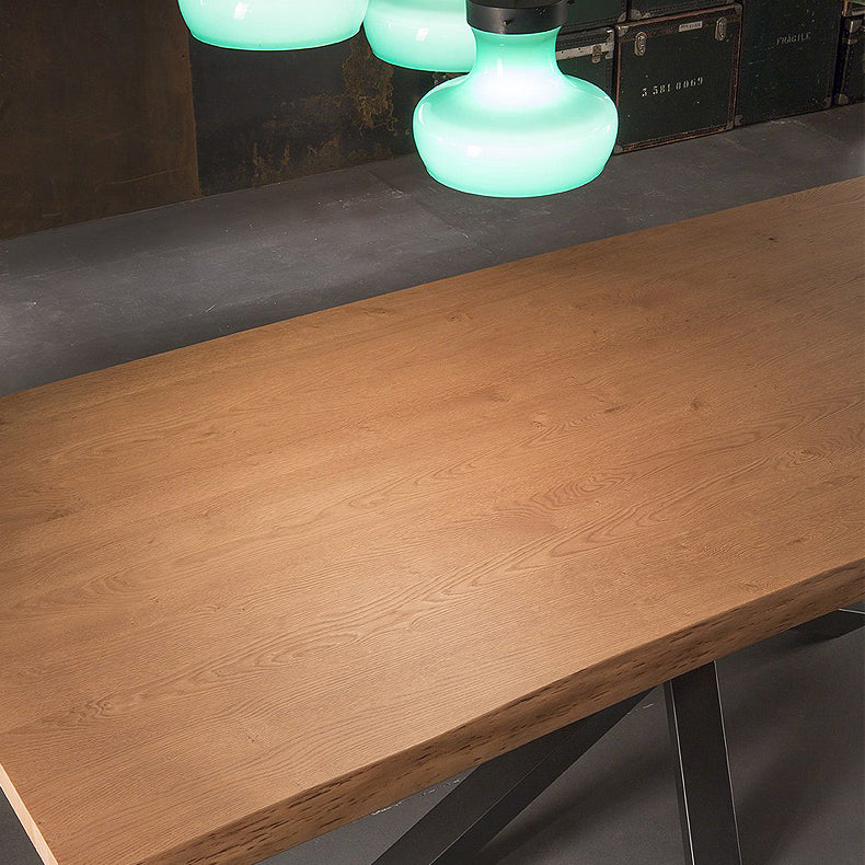 Table à manger rectangulaire de luxe traditionnelle, table en bois massif de pin avec socle