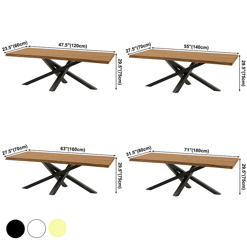 Table à manger rectangulaire de luxe traditionnelle, table en bois massif de pin avec socle