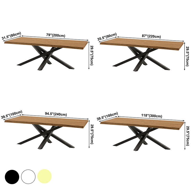 Table à manger rectangulaire de luxe traditionnelle, table en bois massif de pin avec socle