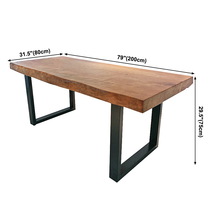Metal Industrial Rectangle Indoor Table Solid Wood Top Table with Sled Base