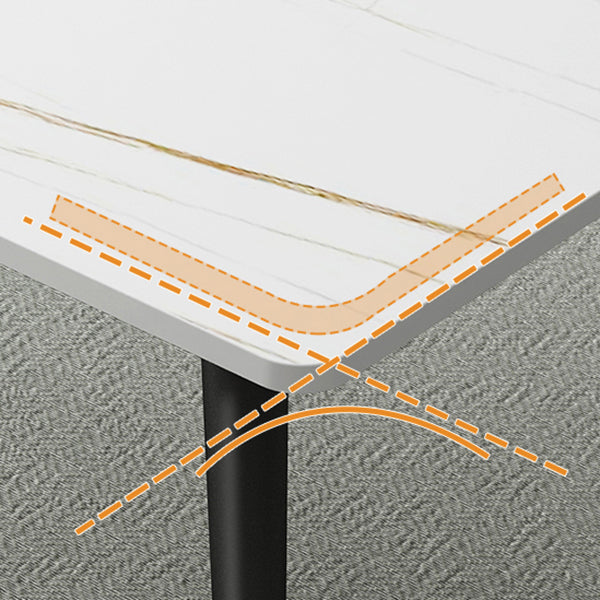 Mesa de comedor de piedra sinterizada simple Mesa de comedor de forma rectangular con 4 patas base