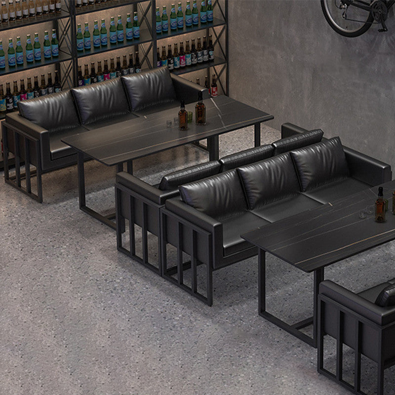 Industrial Sintered Stone Top Dinner Room Kitchen Table Black Metal Base Table for Dinning Room