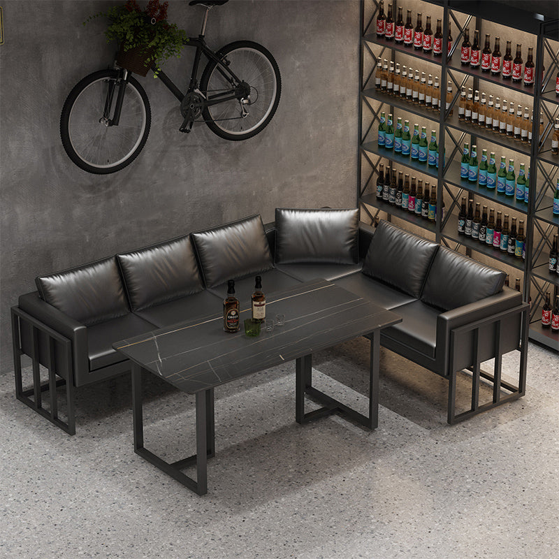 Industrial Sintered Stone Top Dinner Room Kitchen Table Black Metal Base Table for Dinning Room
